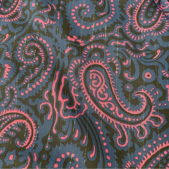 ModCloth Pink Navy Black and Gold Paisley Mini Dress Long Sleeves Size Small - Picture 6 of 13